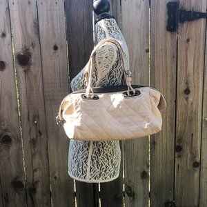 CHANEL Beige & Brown Diamond Shoulder Hobo Bag